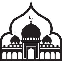 Islamic Mosque Silhouette Black Vector | Muslim Architecture & Religious Landmark Art
