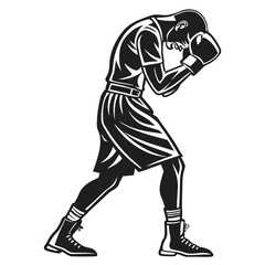 Black Silhouette Of Boxer Frustrated After Loss