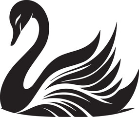 Minimalist Black Swan Silhouette Vector Art – Elegant Curves & Stylized Feathers