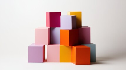 Obraz premium Colorful geometric blocks arrangement for modern design