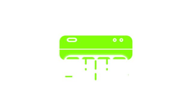 air conditioner icon animated. ac icon, cloud green cold icon.4k video animation.