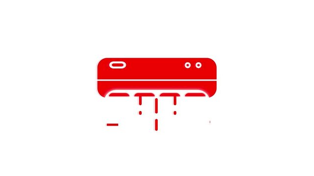 air conditioner icon animated. ac icon, cloud red cold icon.4k video animation .