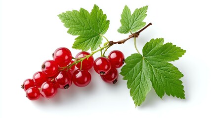 Red Currants Branch with Leaves