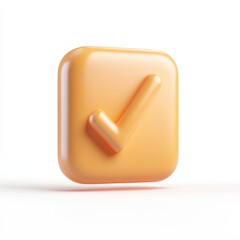 3d cartoon checkmark icon on white background for graphic design