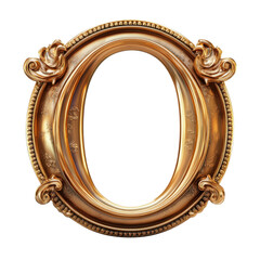 An opulent gilded oval frame whispers tales of past grandeur and artistic on transparent background