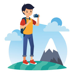 Fototapeta premium a boy over mountain