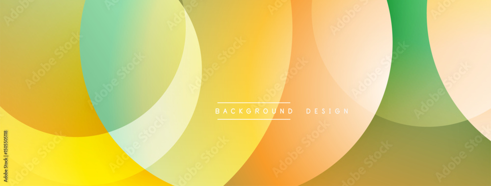 Fototapete Abstract colorful overlapping circles create modern background. Gradient hues blend, offering smooth visual experience. Simple design.