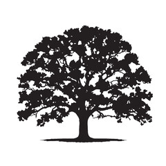 Grand Oak Tree Silhouette Design