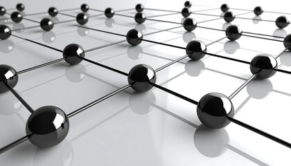 Network connection with abstract spheres.