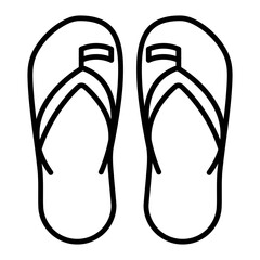 Illustration showing a black icon of summer slippers (flip flops) on a white background