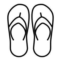 Illustration showing a black icon of summer slippers (flip flops) on a white background