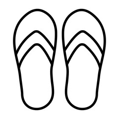 Illustration showing a black icon of summer slippers (flip flops) on a white background
