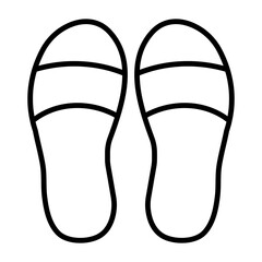 Illustration showing a black icon of summer slippers (flip flops) on a white background