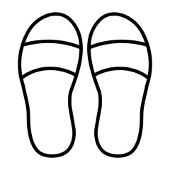 Illustration showing a black icon of summer slippers (flip flops) on a white background
