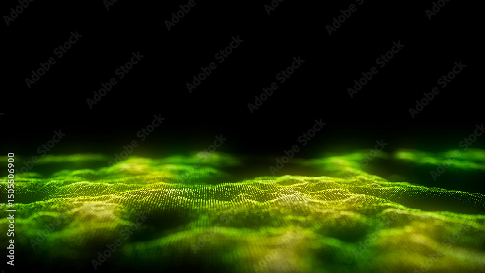 Aufkleber dynamic green wave of particles and lines. abstract futuristic background. big data visualization. 3