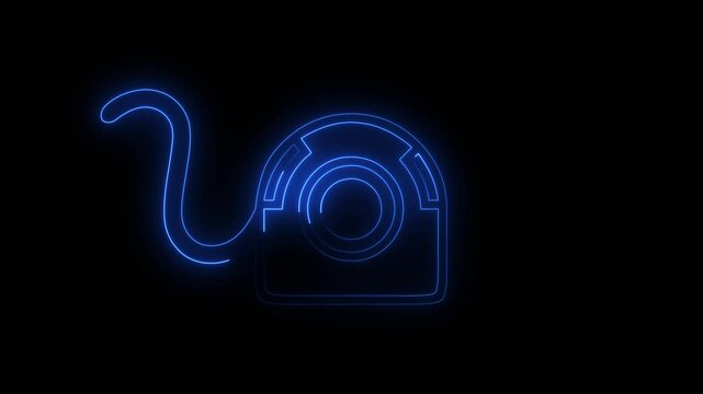 Neon glowing trackball icon animation.4K Video animation .