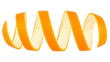 Spiral Orange Peel with White Background.