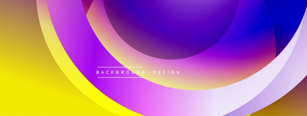Abstract fluid shapes, vibrant gradients. Yellow, purple, blue hues blend seamlessly. Modern design element for backgrounds.