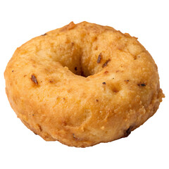 A whole single vada isolated on a transparent background