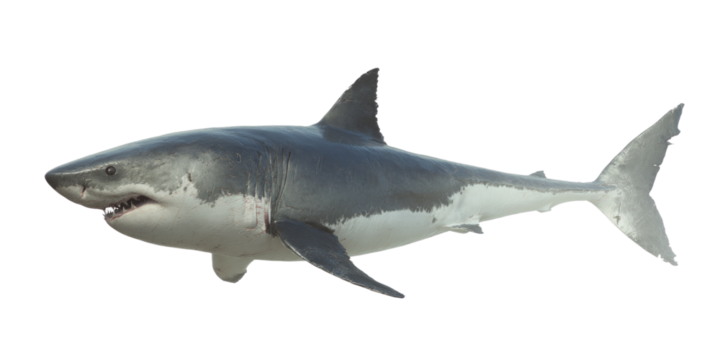A large shark is swimming in the ocean