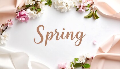 Spring blossoms frame on white.