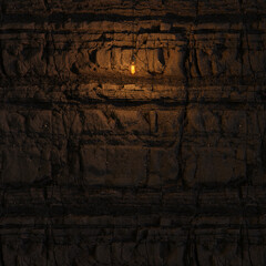Dark Stone Wall with Edison lamp Lighting 3D Rendering