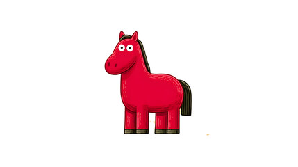 Red animal toy isolated on a white background, a cute mammal vector illustration