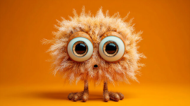 monstruo peque&ntilde;o y adorable peludito con dos piernas y ojos grandes