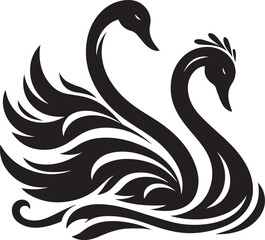 Minimalist Black Swan Silhouette Vector Art – Elegant Curves & Stylized Feathers