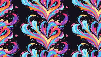 Color Splash Hearts: Artistic Seamless Design for Creative Projects