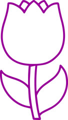 beautiful colourful tulip flower outline icon 