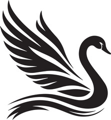 Minimalist Black Swan Silhouette Vector Art – Elegant Curves & Stylized Feathers