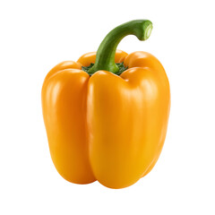 Fresh yellow bell pepper isolated on transparent background, ripe organic vegetable for healthy cooking.