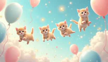 Naklejka premium easter bunny with balloons