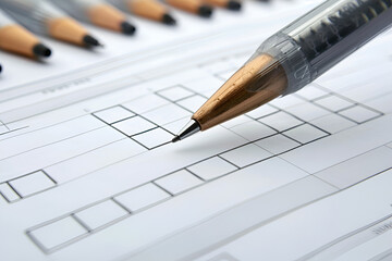 Pen Filling in a Gridded Form Survey or Test