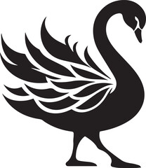 Minimalist Black Swan Silhouette Vector Art – Elegant Curves & Stylized Feathers