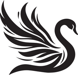 Fototapeta premium Minimalist Black Swan Silhouette Vector Art – Elegant Curves & Stylized Feathers