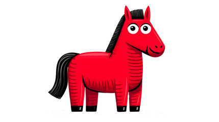 Cute red cartoon pony head vector illustration, a wild animal farm design symbol