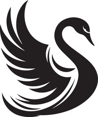 Obraz premium Minimalist Black Swan Silhouette Vector Art – Elegant Curves & Stylized Feathers