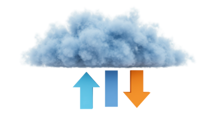 Isolated Cloud with Up and Down Arrows