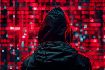Anonymous Hacker Red Digital Background