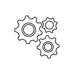 Hand-Drawn Line Art of Interconnected Gears Unique Mechanical Design with Clean Black Strokes Vector.