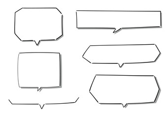 手描き風のふきだしセット　白塗り影付き
