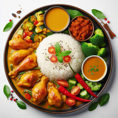 fried chicken with vegetables