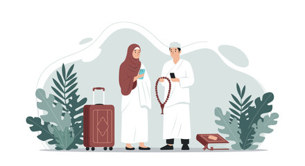 In the Spirit of Hajj: A Couple Dressed for Their Sacred Pilgrimage