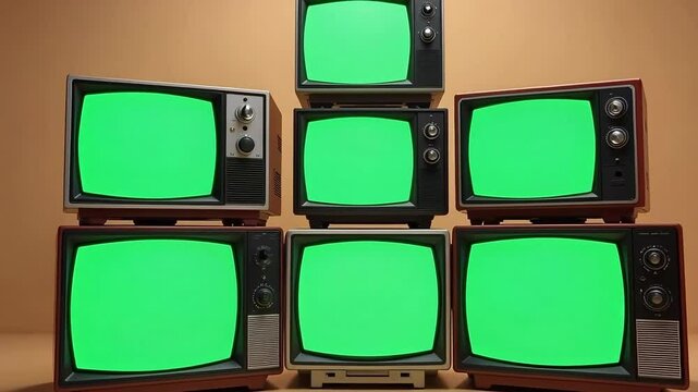 Vintage television green screen footage for retro tv effect and video editing use