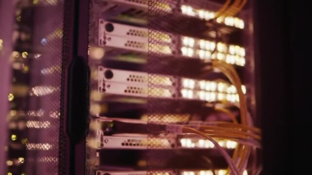 High-Density Server Rack Data Center Infrastructure Close-Up