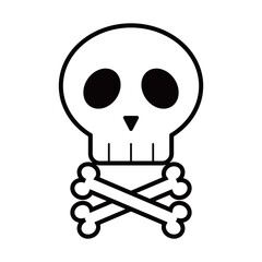 シンプルなドクロマーク骨付き　ホワイト〜Simple skull mark with bones White〜