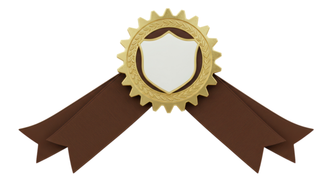 Isolated Award Badge with Ribbon