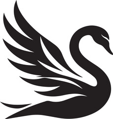 Minimalist Black Swan Silhouette Vector Art – Elegant Curves & Stylized Feathers